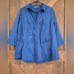 LEE RIDERS Women's Woven 3/4 Sleeve Button-Down Shirt Size 1x